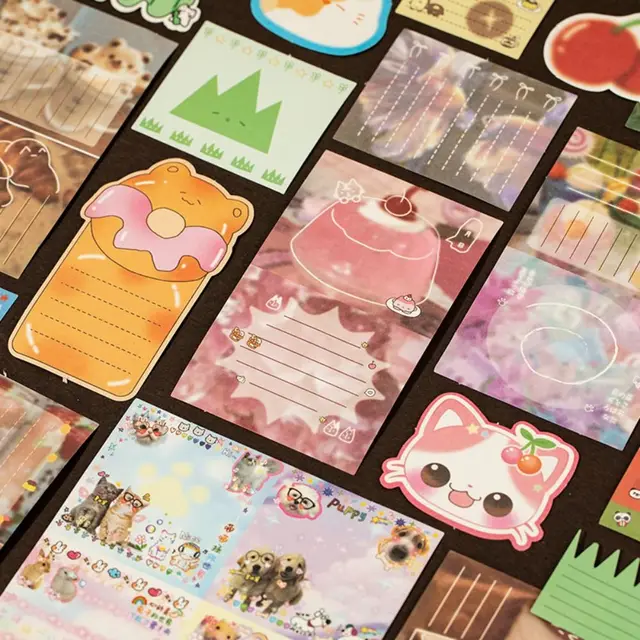 200Pcs/bag 4 Styles Sticky Notes Material Pack DIY Mood Graffiti Seriers Memo Pads Gift Cartoon Message Paper Diary Decorati 5