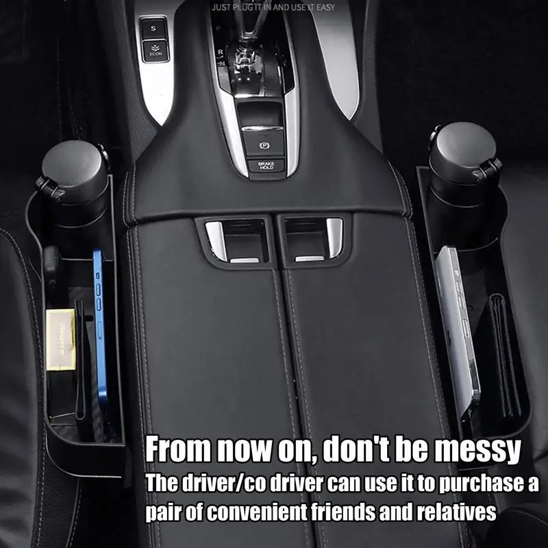 2pcs Car Seat Crevice Filler Storage Box With Cup Holder Auto Left Right Side Pocket Car Seat Crevice Slit Storage Holder