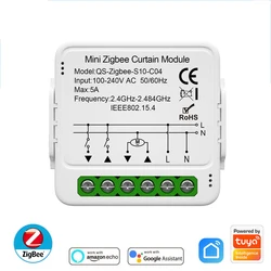 Smart WiFi & Zigbee Curtain Switch Module for Motorized Blinds - Voice Control Compatible (Zigbee A)