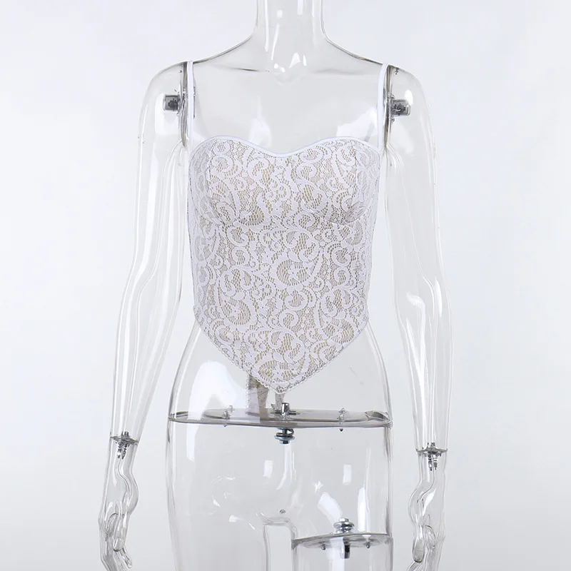 

Sexy Slim Lace Stitching Top for Women Summer Tops Fashion New Spicy Girl Sleeveless Backless Bandage Vest Tees Casual Tanks