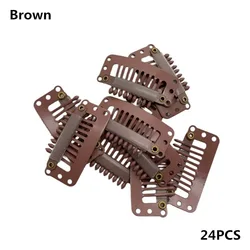 24 Pcs Neutral Tone Snap Hair Extension Clips (24pcs Brown)