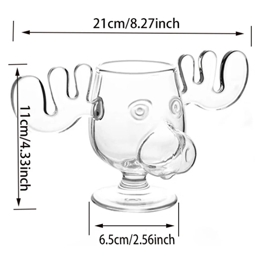 240ml 8oz Christmas Vacation Moose Mug Vocation Elk Glass Cup Christmas Reindeer Head Wine Beer Water Juice Milk Glass Drinkware