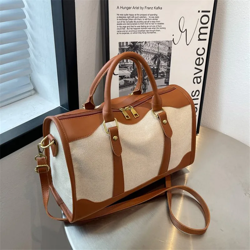 Designer Brand women Boston Handbag Large Capacity Travel Bag Luggage  Ladies Shopper Shoulder Bag Canvas Patchwork Totes brown _ - AliExpress  Mobile