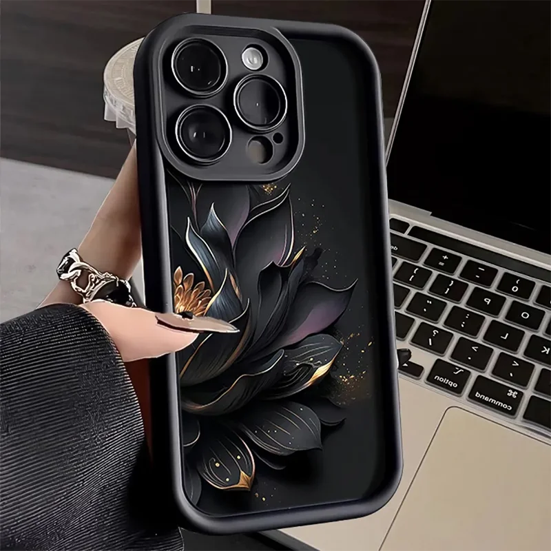 thumbnail image 1 of Funda de teléfono mate con flores para iPhone, funda a prueba de golpes para iPhone 11, 13, 15 Pro, 14, 16 Pro Max, 12, 13, 7, 8 Plus, SE 2020, XR, XS Max, X, 1 of 5