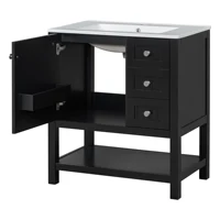 30inch Transitional Style Bathroom Vanity Cabinet Combo with Ceramic Sink Soft Close Door 2