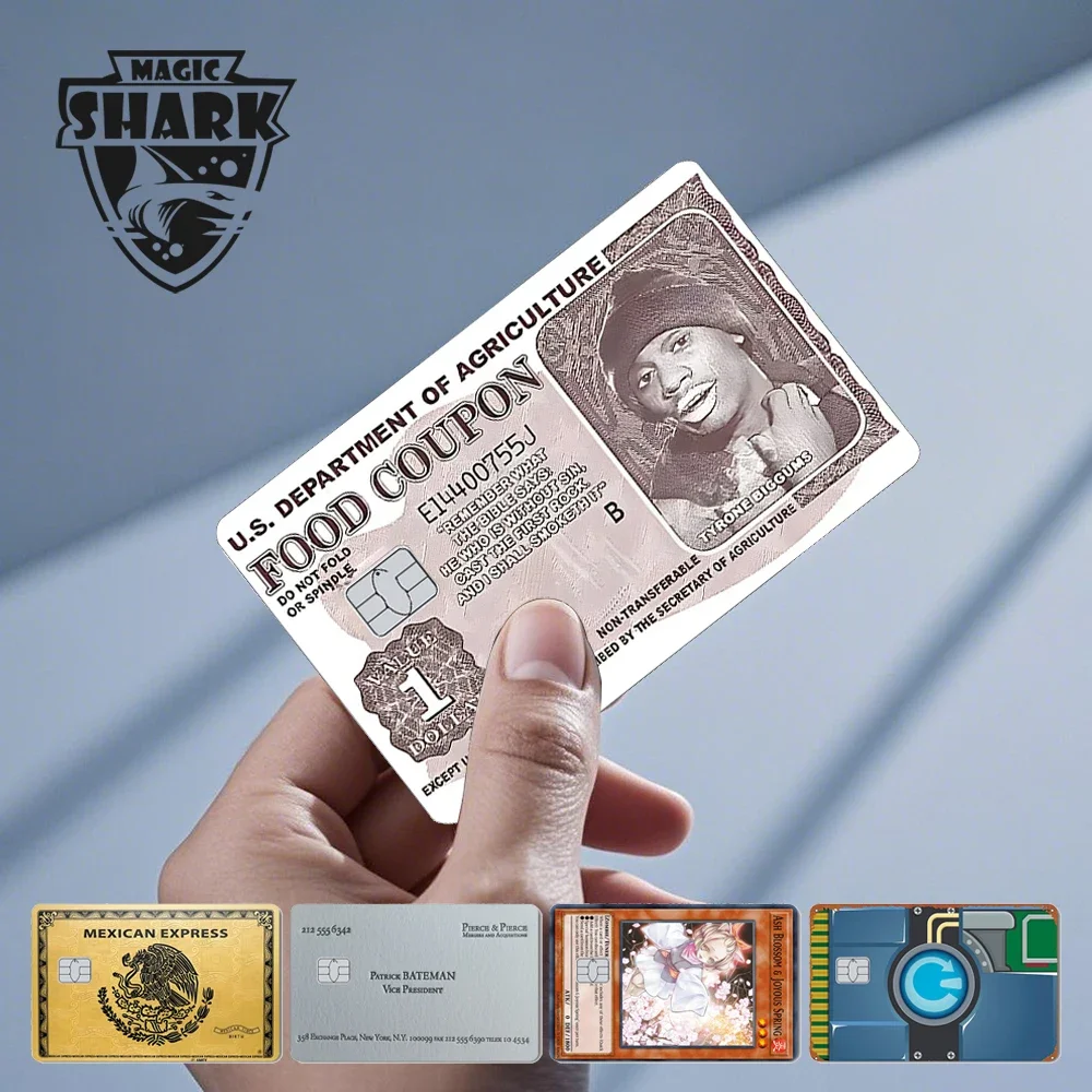 Magic Shark Mexican Express Food Coupon Skull Skin Cover Sticker Film für kleine große No Chip Debit Kreditkarte