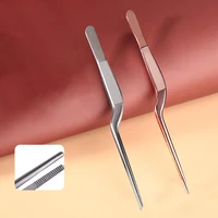 Ear Nose Earpick Wax Removal Forceps Angled Clamp Nasal Tool Curved Earwax Tweezers Clip Eyelash Remover Cleaner Tweezer 2