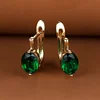 Oval Royal Blue Green White Red Stone Hoop Earrings For Women Champagne Gold Color Wedding Ear Buckle MOM Birthday Party Jewelry