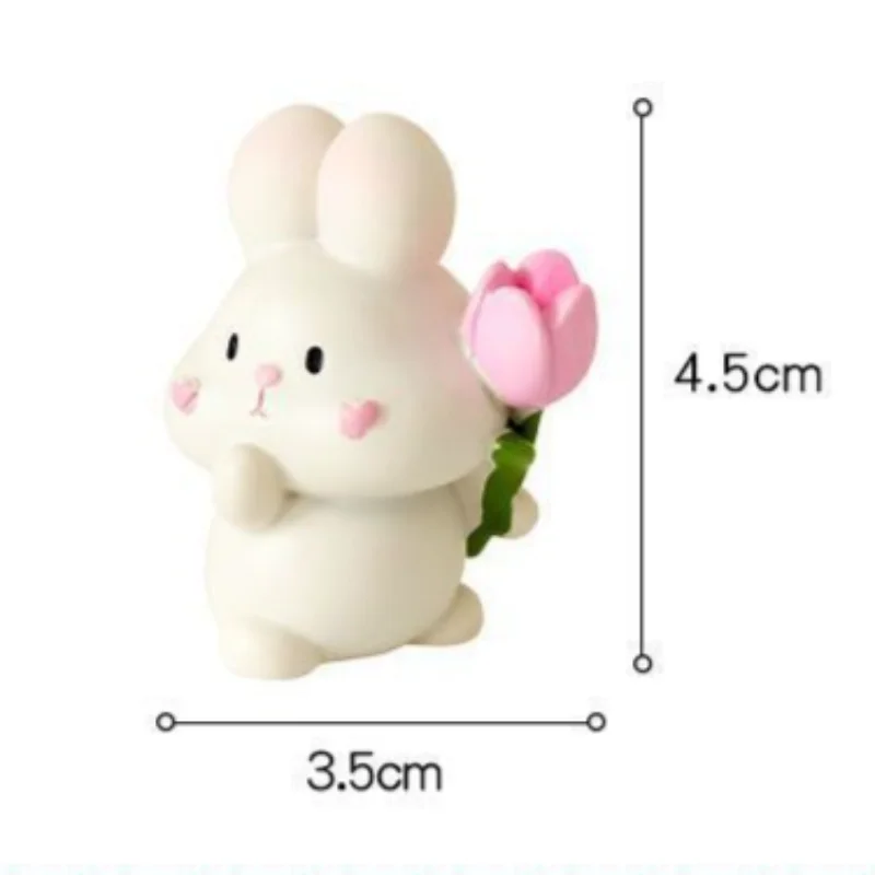 Cute Cartoon Bunny Car Decor Resin Figurine  Office Desk Ornament Car Accessories Gift