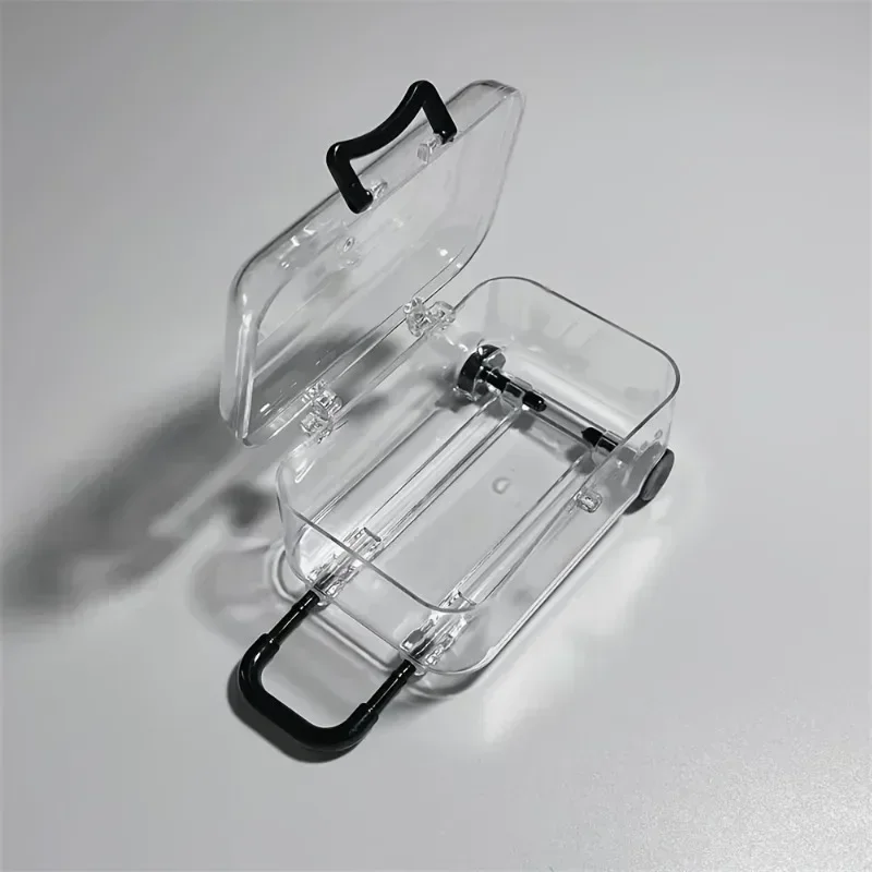 Storage Box Plastic Storage Box Storage Container 12pcs Mini Transparent Plastic Suitcase Storage Boxes with Retractable Wheels Jewelry Snack Organizer