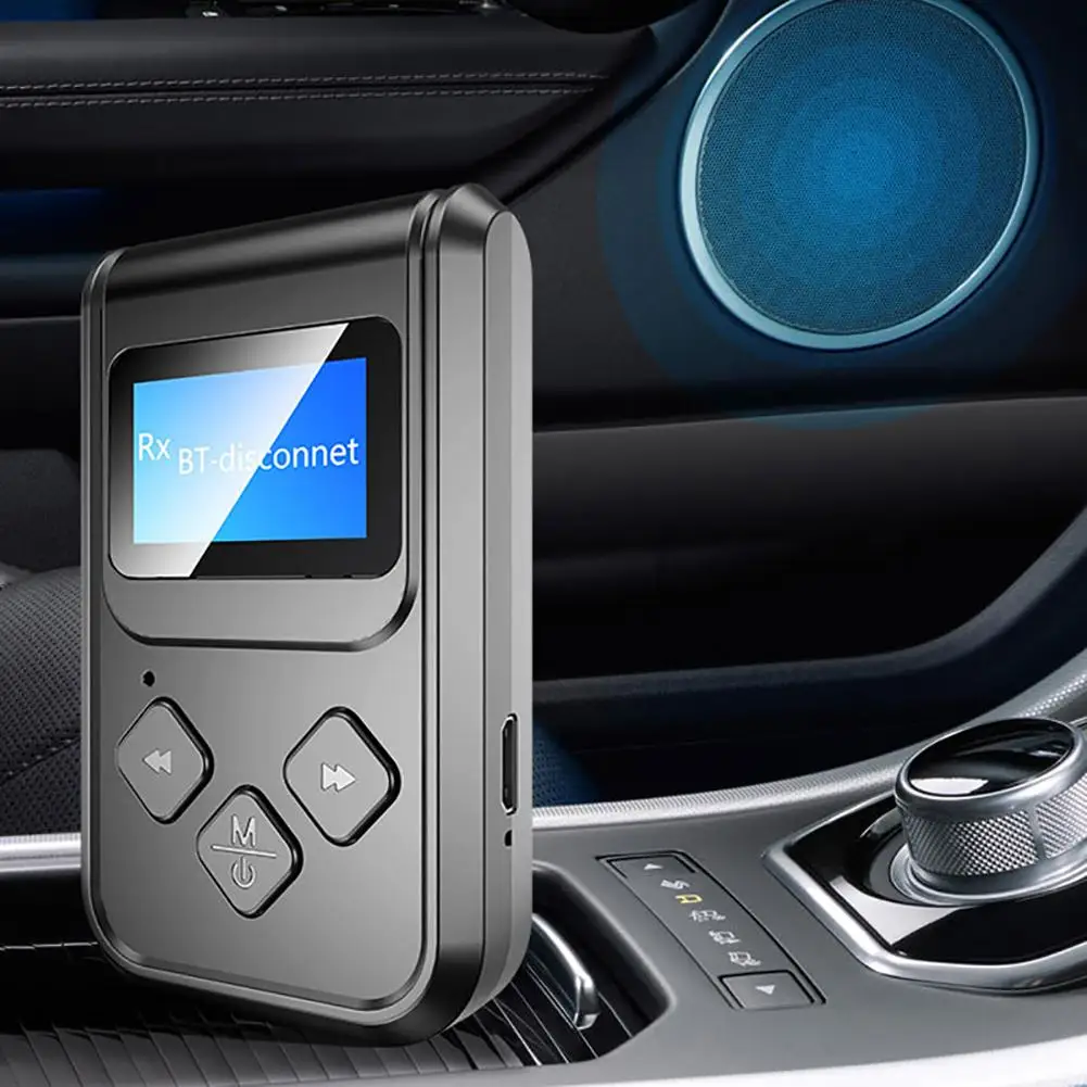 

Rt15 Car Bluetooth-compatible Receiver Transmitter 2 In 1 Audio Adapter Lcd Screen Display 3.5mm Audio Jack
