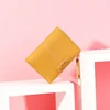 Mini Hasp Card Holder Coin Short Wallets Slim Small Purse Zipper Keychain Yellow Women Wallet Soft PU Leather Female Purse 1