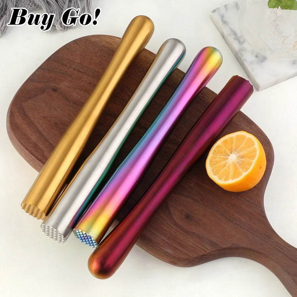 Stainless Steel Wine Mixing Stick Cocktail Muddler Shaker With Crushing Hammer DIY Drink Fruit Crushed Ice Barware Tool bar tools 1/2PCS