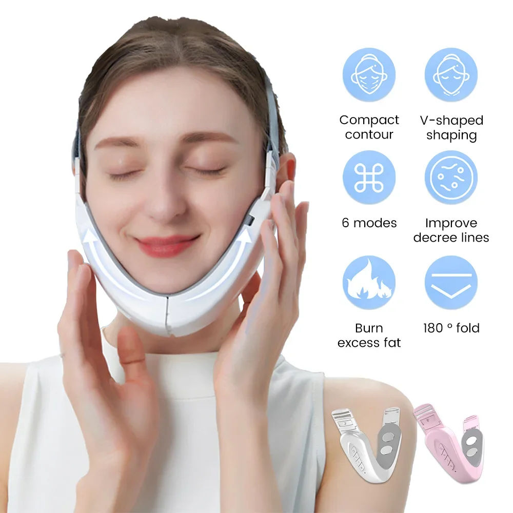 EMS Facial Slimmer Double Chin Reducer Electric Face Slimming Massager Micro-current V Shape Lift Device Belt Chin Fat Remover