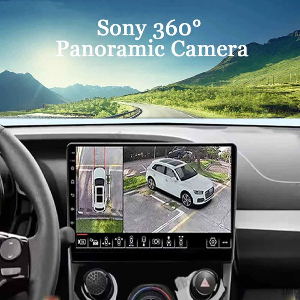 2 64G] Hikity Autoradio Android Carplay Wireless voor Toyota Aygo Peugeot 108 Citroen C1, 9 Inch Touch Screen Autoradio met GPS Android Auto FM BT Achteruitrijcamera