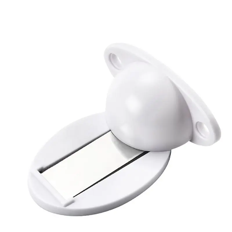 Door Stopper Magnetic Door Stop White Black Plastic Catch Self Adhesive & Drilling Holder Bedroom Bathroom