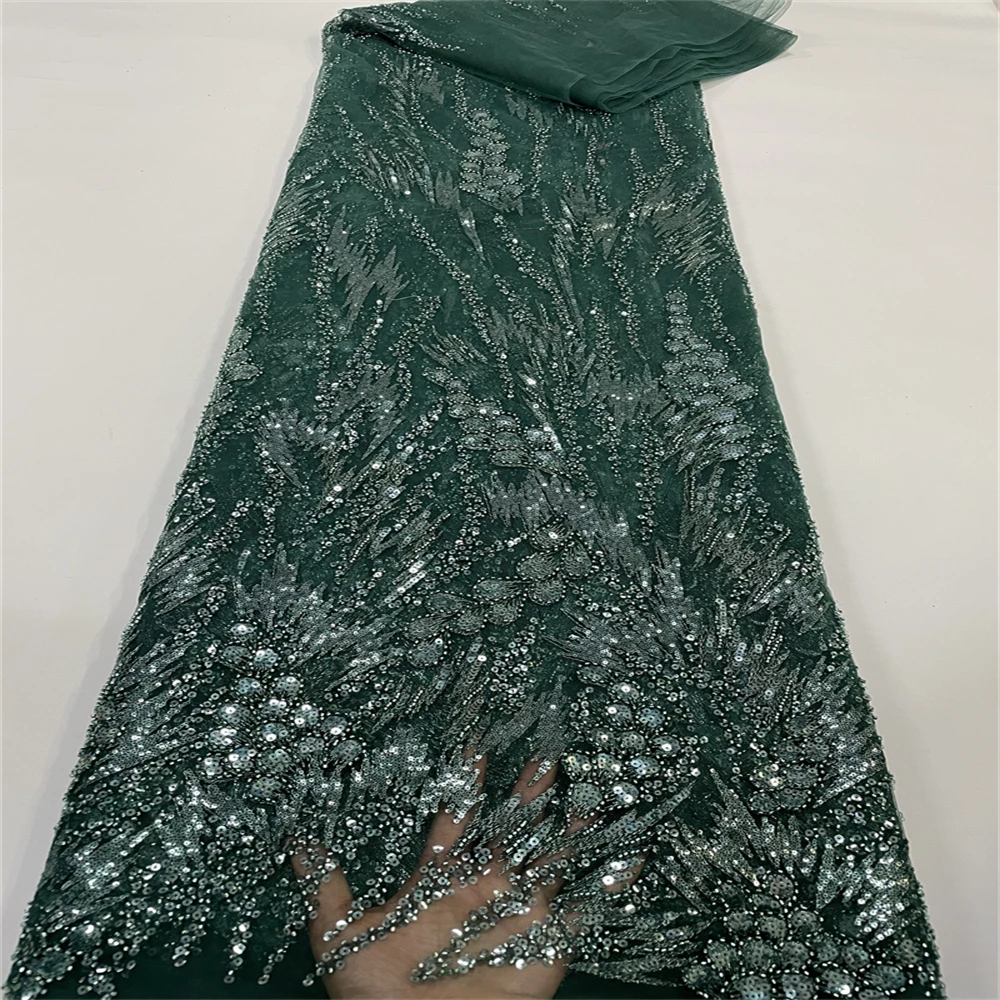 

SJ Lace African Lace Fabric 5 Yards 2023 High Quality Nigerian Party Dress Sequins Embroidery French Tulle Lace Fabric fj-0390