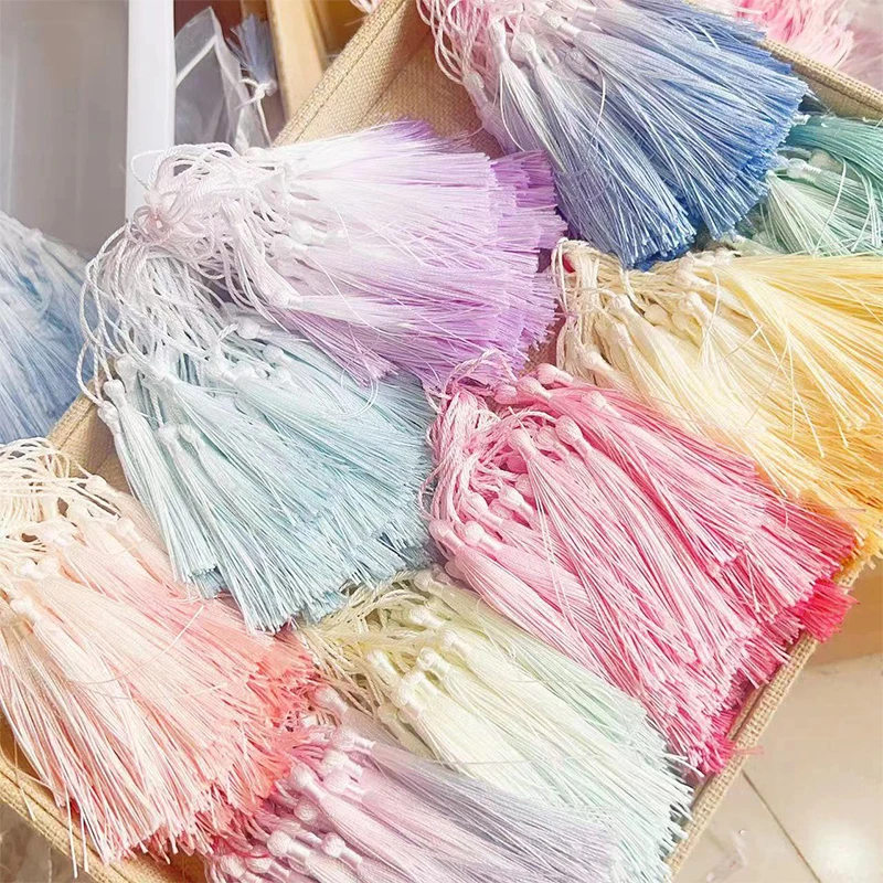 Fluorescent Tassels 50pcs Polyester Silk hand dyed Color gradient DIY Bookmark Pendant Jewelry Making Clothing Wedding