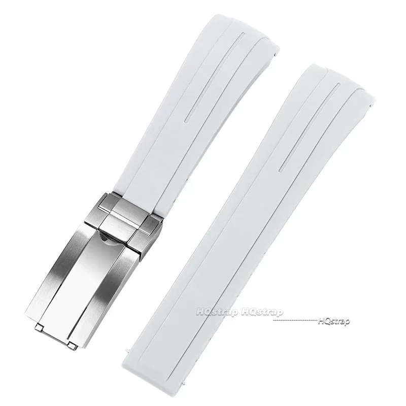 Waterproof Silicone Sport Watch Strap with Curved Ends and Folding Buckle