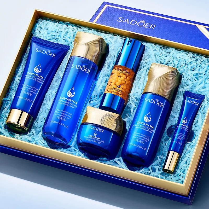 Facial Skin Care Set Caviar Anti Wrinkle Hyaluronic Acid Face Serum Moisturizing Skincare Kit Beauty Health Korean Facial Care 1