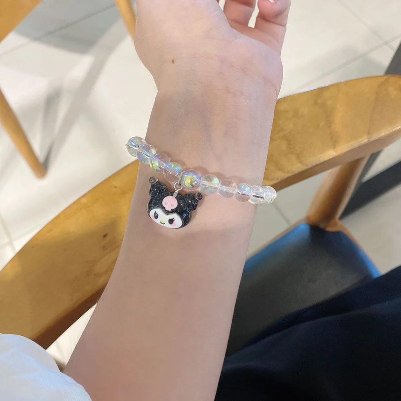 5Pcs Kawaii Sanrio Bracelet Kuromi Cinnamoroll Beaded Crystal Bracelet Design Sense Bracelet Hello Kitty Stuff Y2k Girl Gift