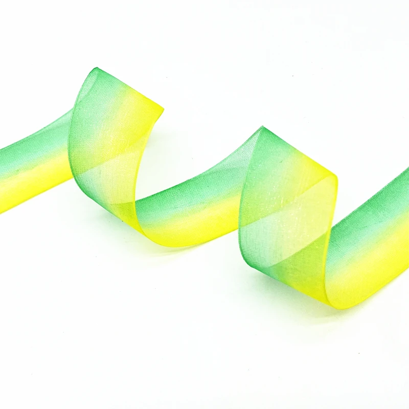 Organza ribbon 5 yards 25mm Gradient color Organza Ribbons Wedding Home Decor DIY Gift Wrapping Handmade Accessories