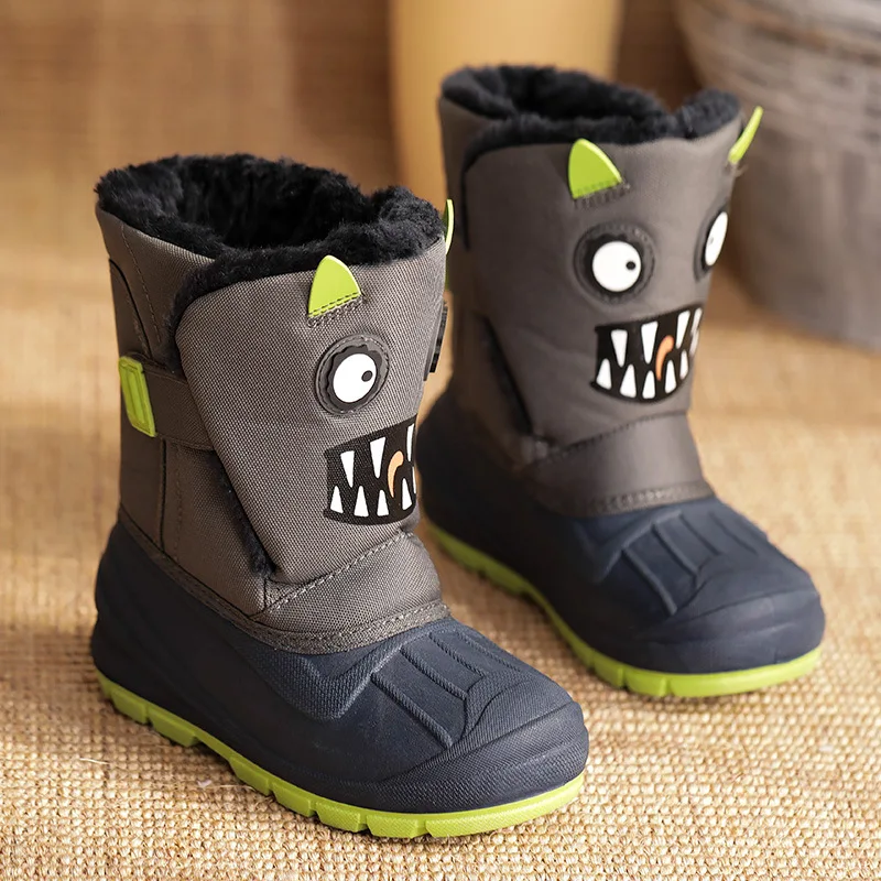 Children's Warm Winter High Snow Boots with Cute Cartoon Dinosaur 4