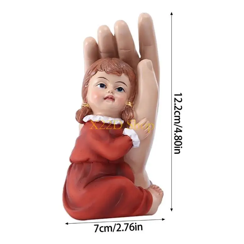 X22D Elegant Handcrafts Boy and Girl In Hand Figurine Set for Religious Christian Nursery and Home Church Desktop Decors Gift