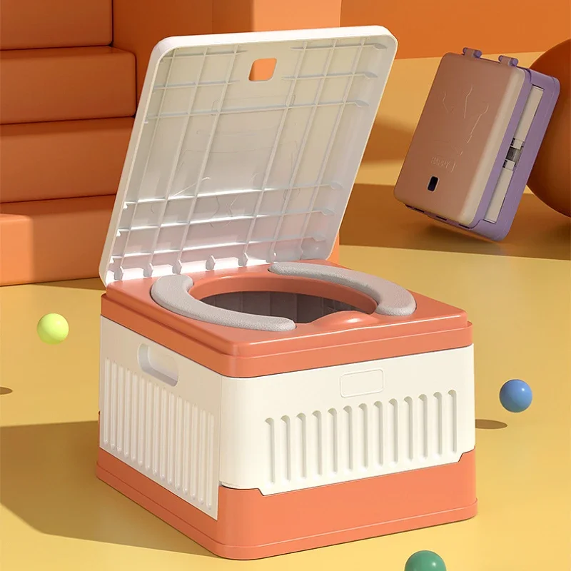 Foldable Children's Toilet Portable Baby Travel Toilet Solid Color Outdoor Emergency Toilet Boys Girls Infant Potty 2