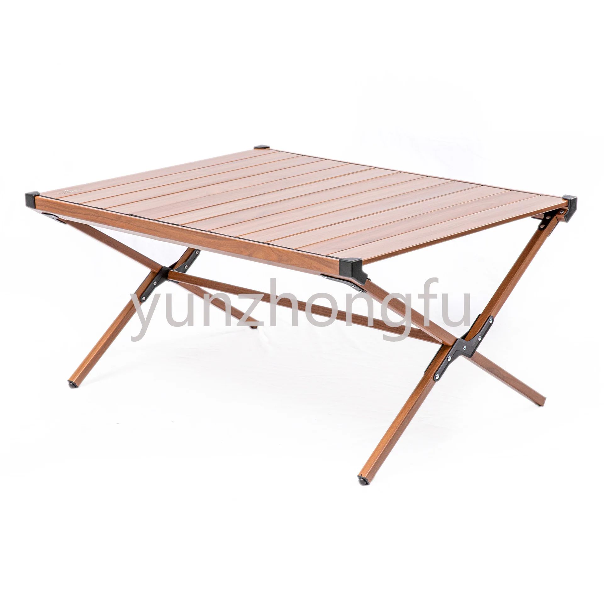 

Outdoor Camping Egg Roll Table Camping Aluminum Alloy Wood Grain Table Dinner Outdoor Camp Folding Table