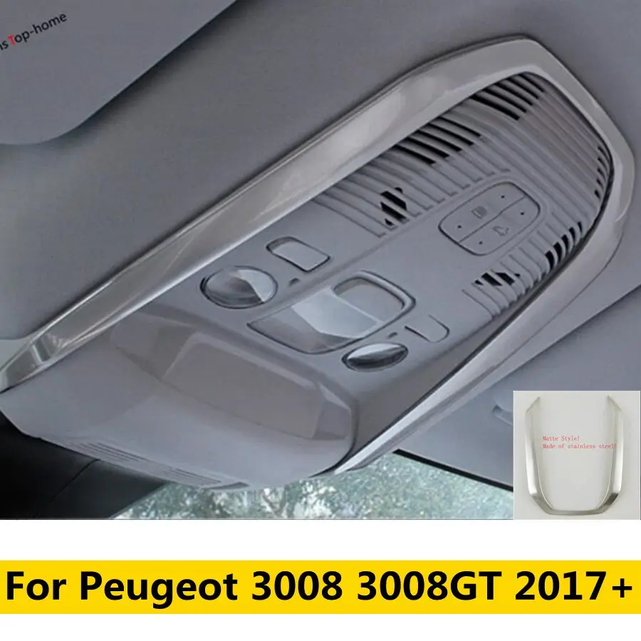 

Fit For Peugeot 3008 3008GT 2017 - 2023 Stainless Steel Front Roof Reading Light Lamp Decoration Cover Trim Interior Accessories