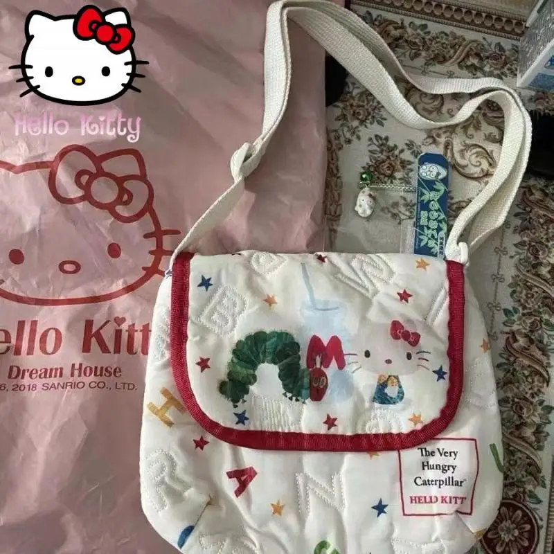 

2024 New Hello Kitty The Single Shoulder Bag Anime Embroidery Cute Versatile Underarm Bag Makeup Bag Birthday Gift for Girls