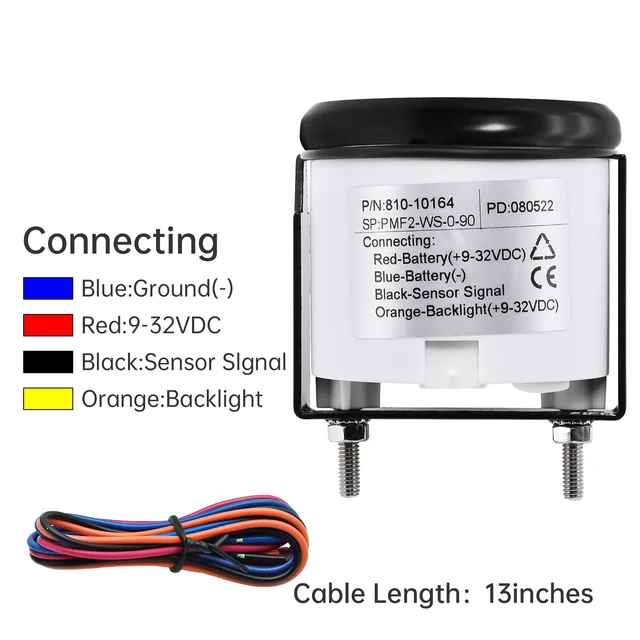 Indicatore Livello Carburante/Acqua 52 Mm - Per Serbatoi, Acciaio Inox, Sonda 200 Mm, 0-190 Ohm, Per Barche, Auto, Camper