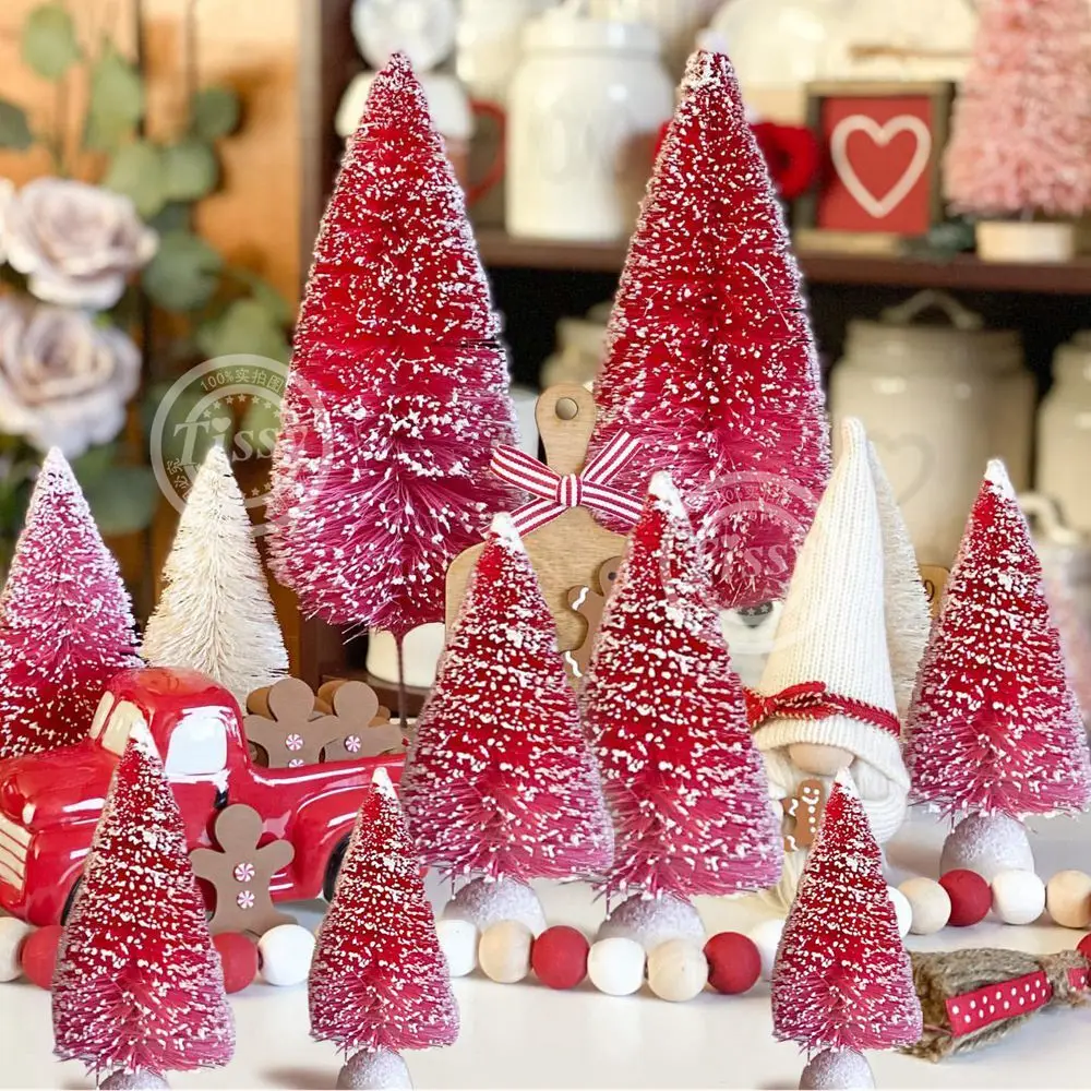 8Pcs/set Mini Christmas Pine Tree Multi Size Colorful Trees Xmas Home Desktop Ornaments Noel Party Table Decorations Supply christmas tree ornaments mini christmas tree