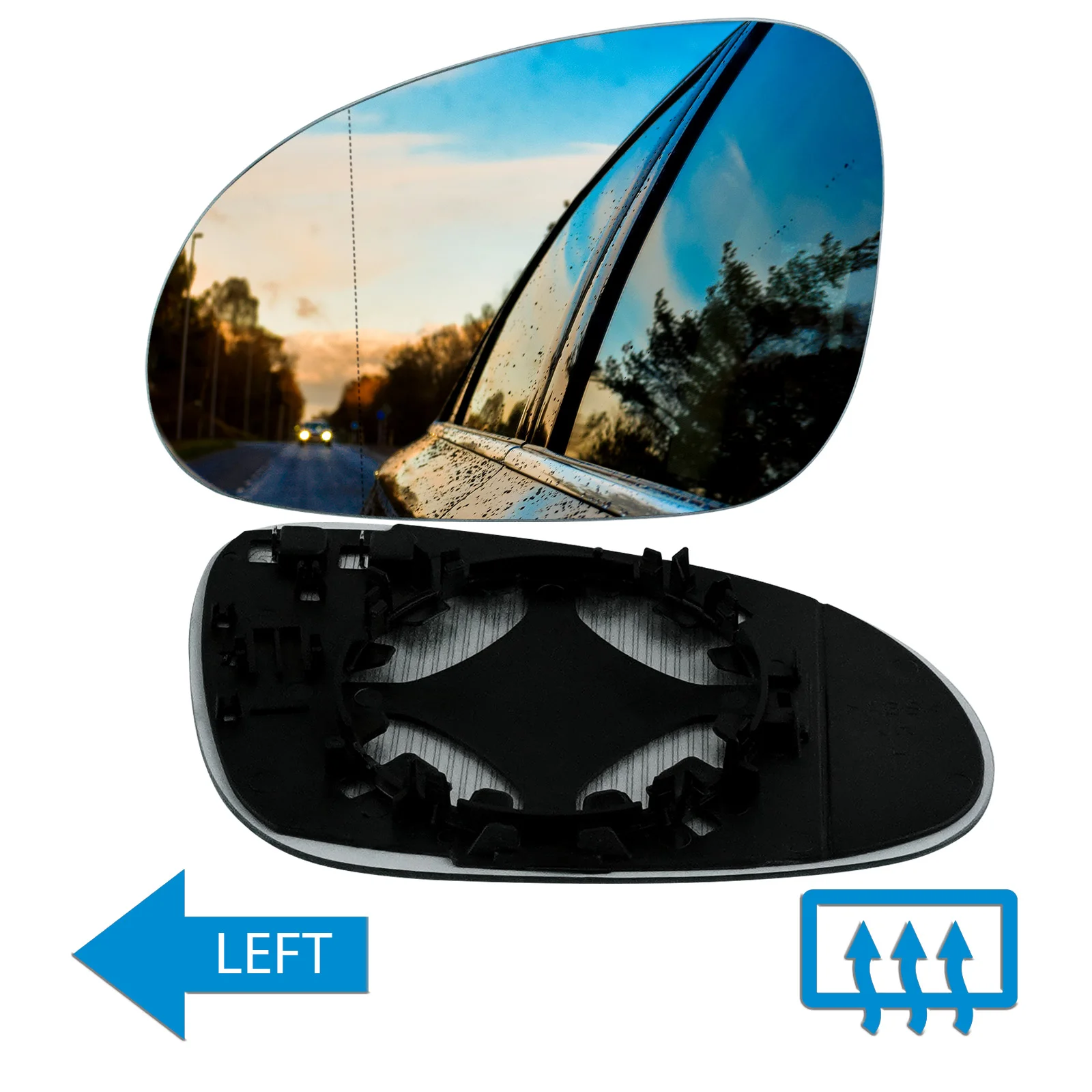 Left Hand Side Heated Wing Door Mirror Glass Convex For VW 2005-10 Passat B6 N/S