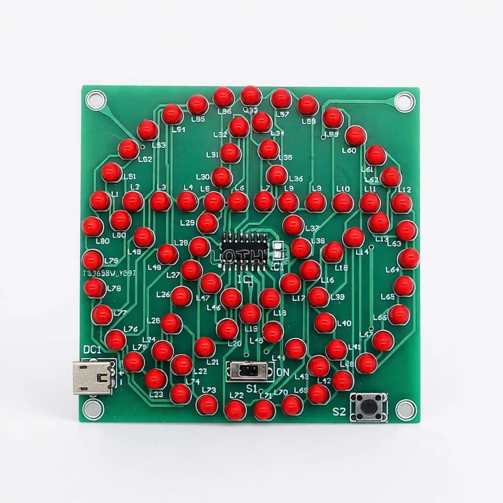 전자 DIY 키트 80 LED 원형 오각형 스타 스피커 분위기 키트 흐르는 물 램프 키트 마이크로컨트롤러 기술 훈련