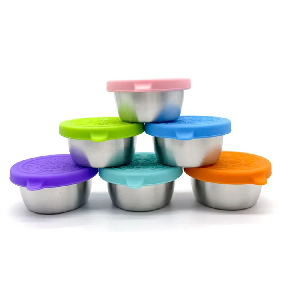 Reusable Condiment Containers Stainless Steel Sauce Cup with Silicone Lids  1.7oz Salad Dressing Container Picnic Food Storage - AliExpress