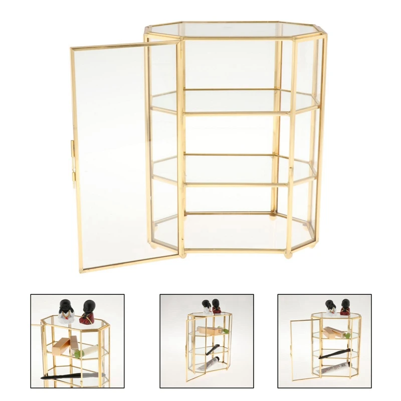 3-Tier Jewelry Box Glass Makeup Organizer Jewelry Box Multifunction Display Case For Dressing Table Decoration Storage 4