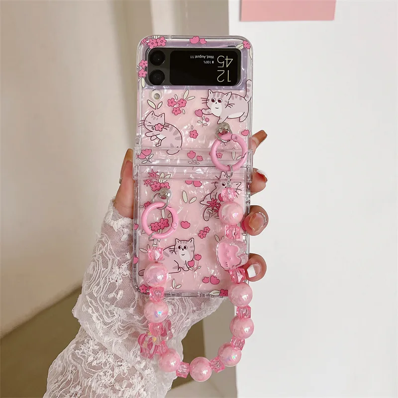 Flower Cat Cute Clear Phone Case for Samsung Galaxy Z Flip 6 5 4 3