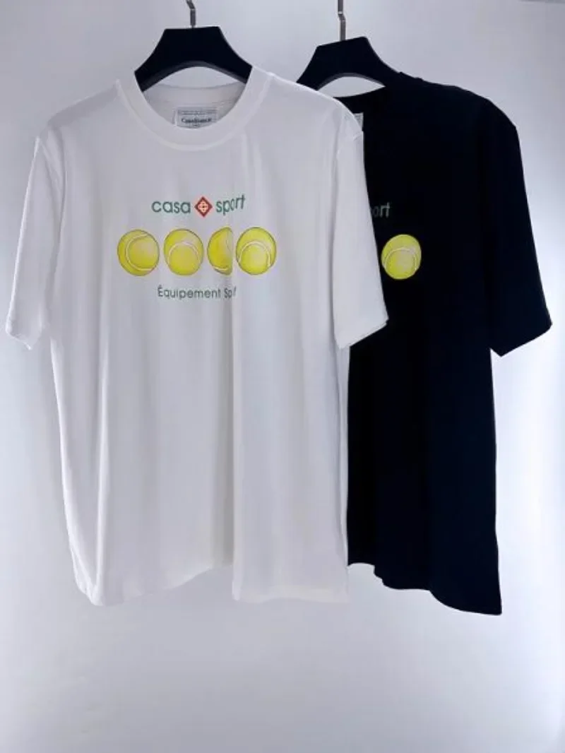 

High quality Tennis Pattern Print Casablanca T Shirt Men Women Tee Top Casual T-Shirt