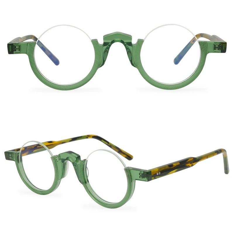 

Trend Eyeglass Luxury Women's Half Frame Personality Acetate Brand Designer Glasses Retro High Quality Eyewear