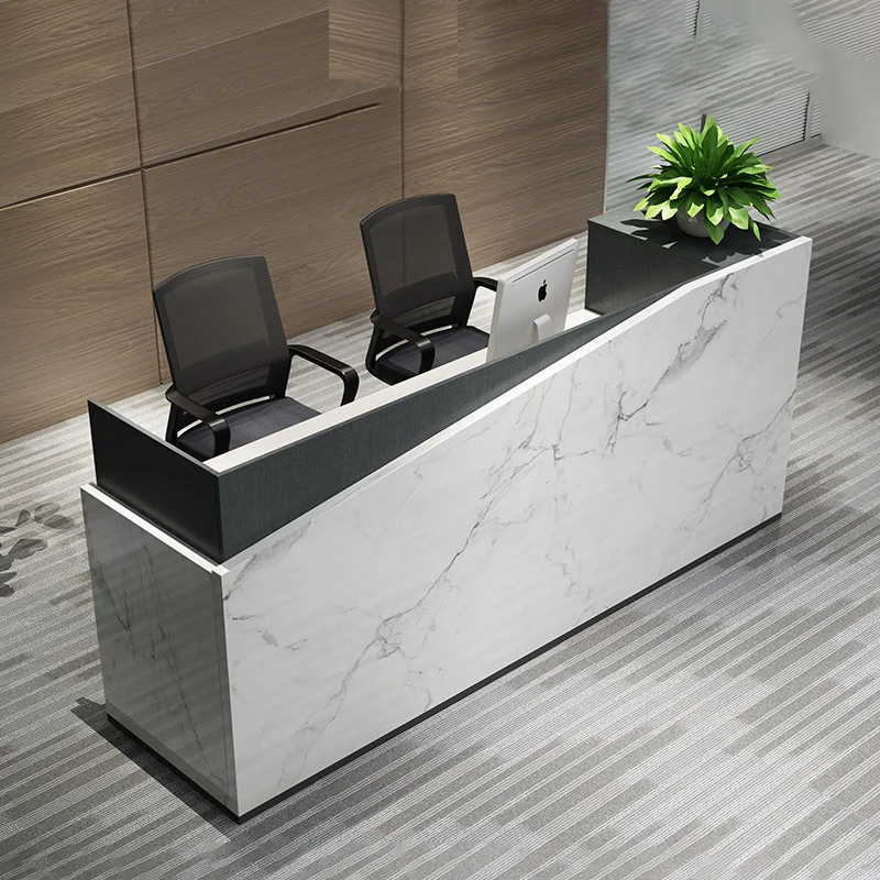 

Checkout Reception Desks Beauty Salon Light Luxury Modern Standing Cashier Counter Desk White Balcao Pra Loja Salon Furniture