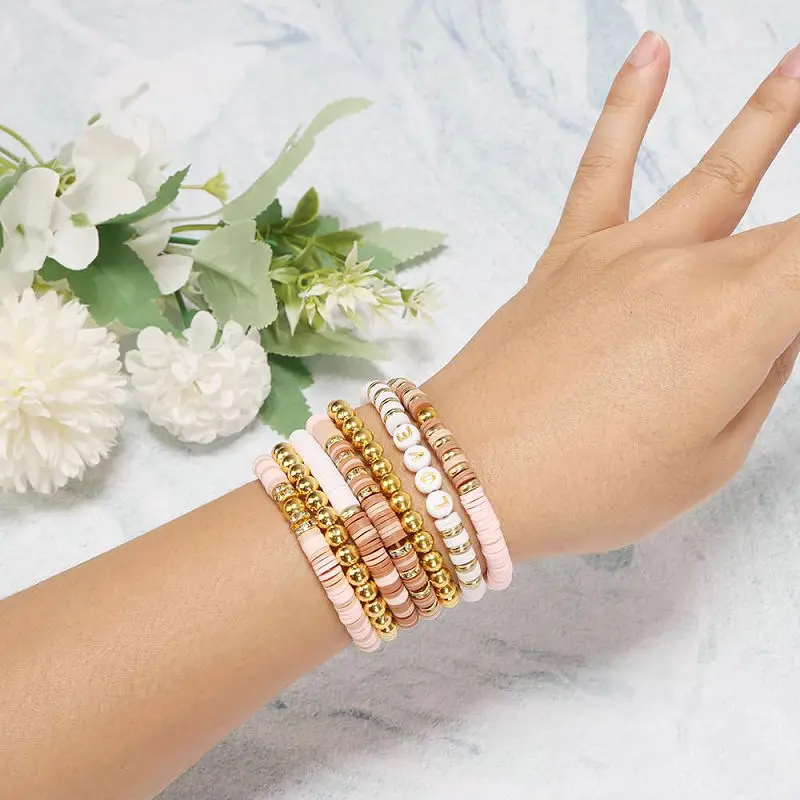 Style DIY Clay Beads Bracelet Making Kit Friendship Golden Letter Beads Kit for Jewelry Making Women Teen Girls Birthday Gift 5