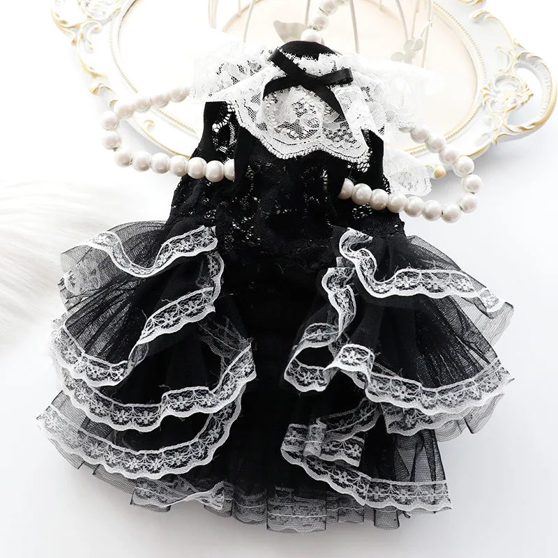 dog Lolita Princess Dress Small Dog Pet cute Clothing Skirt Dogs Clothes Cat Print Thin Summer White Dogs Clothing Chihuahua dog costume set