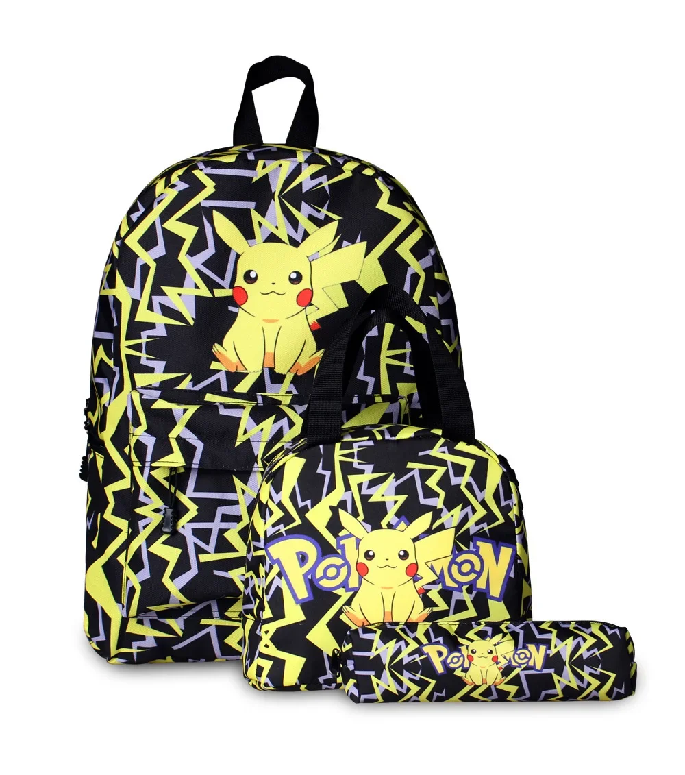 

Mochila Pokemon and Pikachu Backpacks Boys Girls Bookbag Students School Bags Cartoon Kids Rucksack Lunch Bag Pen Bag 3Piece Set