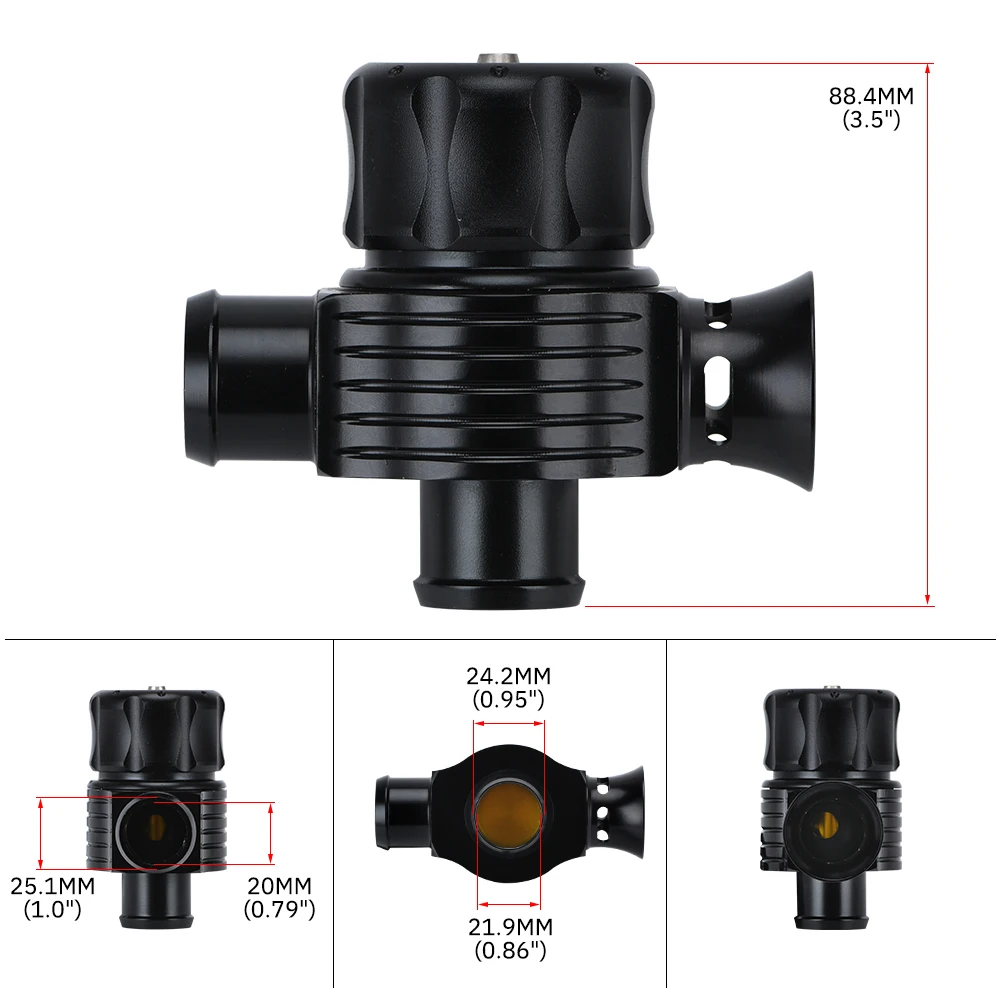 - Turbo Diverter Dump Blow Off Valve Dual Port with Adapter and horn outside For VW MK4 Golf Polo GTI 1.8T Saab Turbo