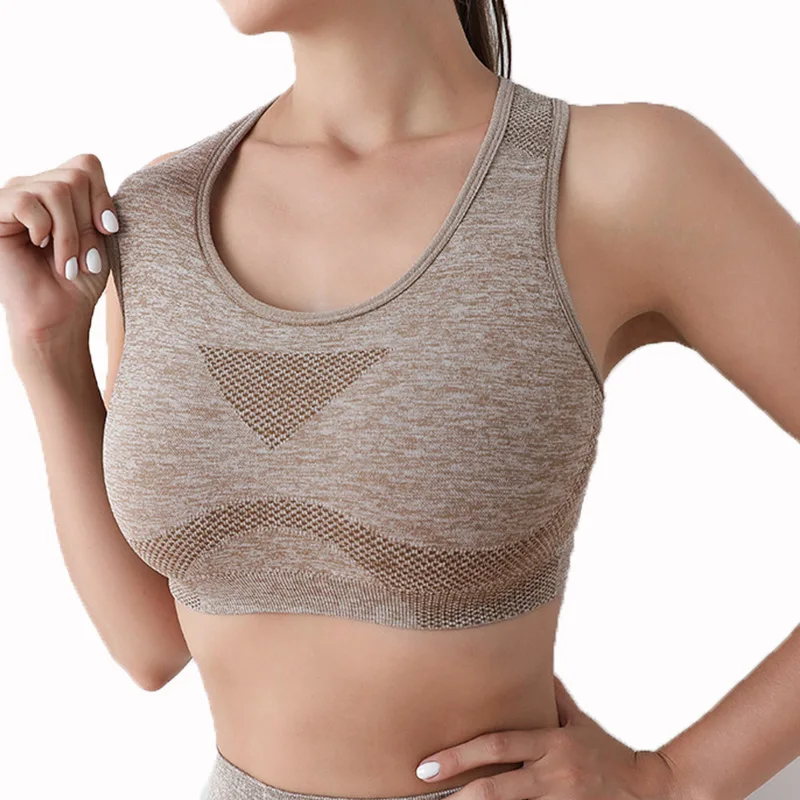 

Women Sports Bra Crop Top Underwear Shockproof Removable Padded Running Fitness Push Up Seamless Yoga Breathable Gym Vest Wear