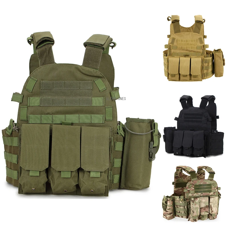 

Tactical Vest Paintball Wargame Airsoft Training Waistcoat Outdoor Hunting Shooting Combat Molle Vests with 3 Mag Pouches