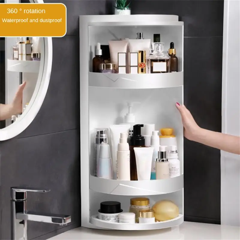 2Layer Bathroom Corner Storage 360 Rotating Wall-Mounted Shelf Shampoo  Cosmetics Kitchen Household Bathroom Storage Accessories