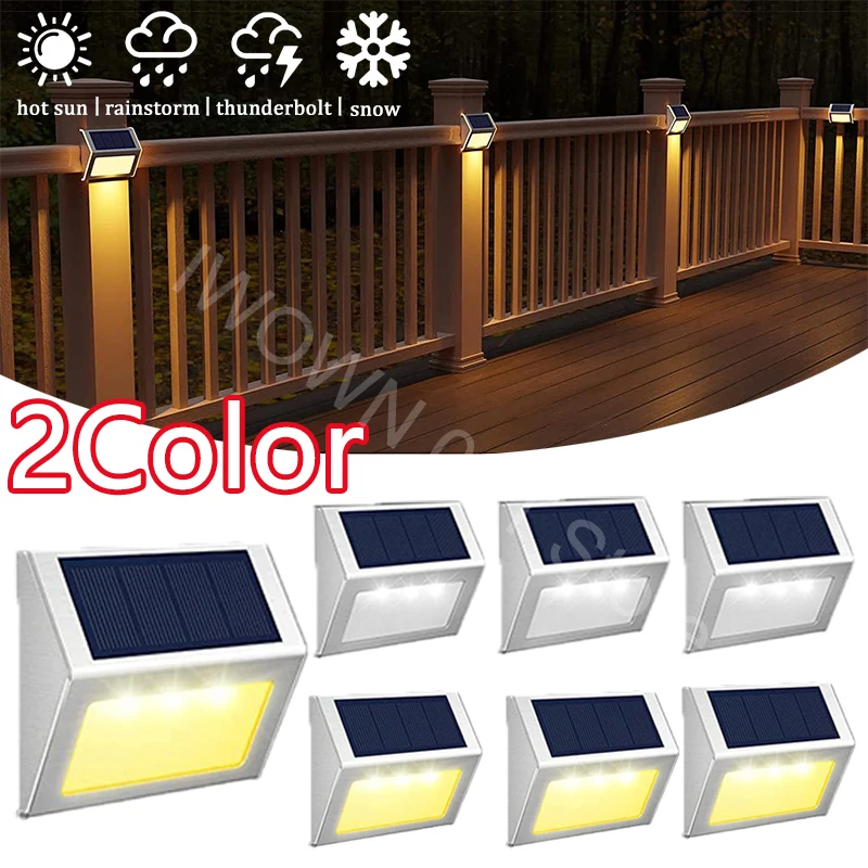10PCS Solar StepLights Solar Fence Lights Outdoor 3LED Stainless Steel Wall Lamps Deck Lights For Stair Fence Step Walkway Patio